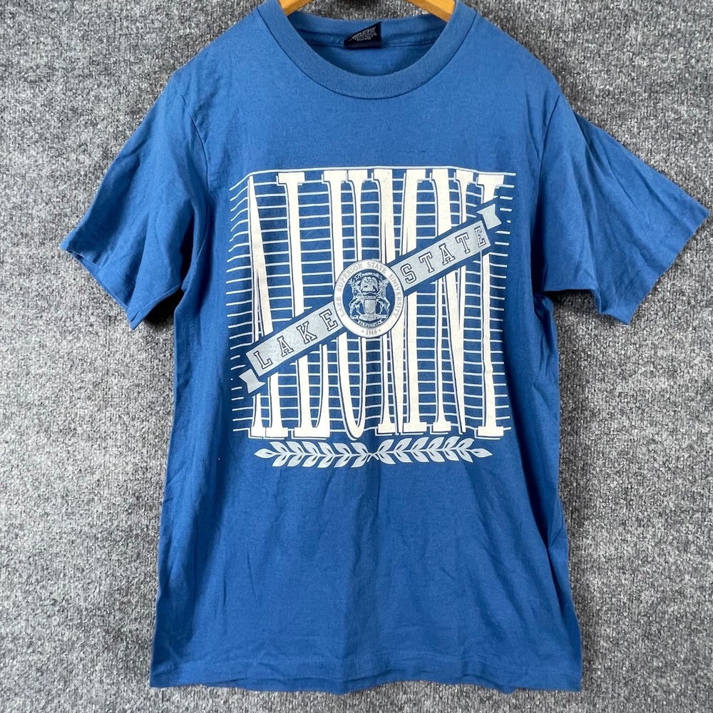 VTG Lake Superior State Lakers T Shirt Mens Medium Blue 90s Single Stitch Retro